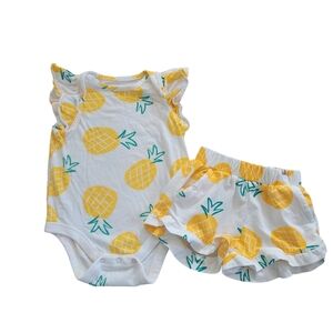 Gap Yellow Pineapple Print Shorts + Bodysuit Outfit